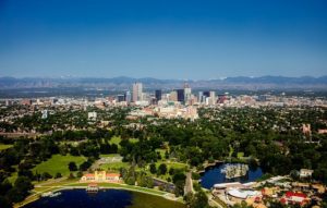 Denver CO DISCOUNT REALTOR city skyline mountains